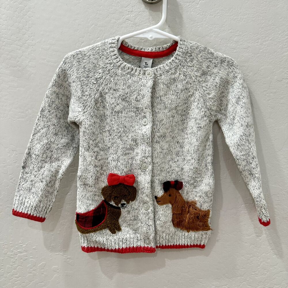NWT Tu Grey Winter Dogs Cardigan Sweater